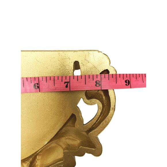 Vintage Pair Homco Gold Plastic Wall Pocket Planter Vase Hollywood Regency 1978 - Picture 9 of 10